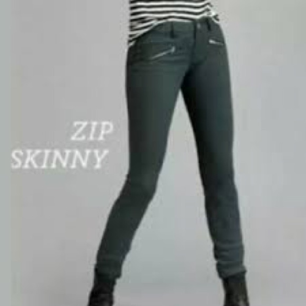 CAbi 3388 Zip Skinny Moto Stretch Denim Jeans Size 4